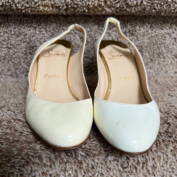 So Jane patent leather slingback pumps in white - Christian  Christian Louboutin Women\'s So-Jane PatentSling Back LeatherOff White/Cream Pump